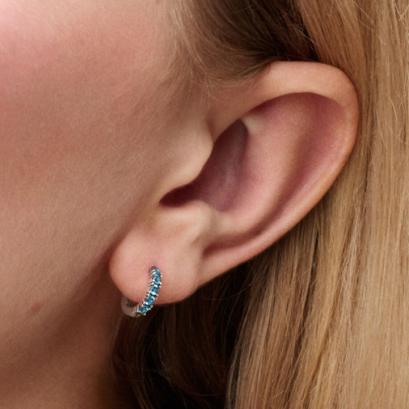 Light Blue Huggie Pandora Earrings