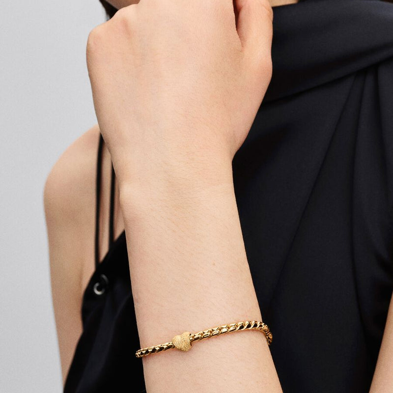 Mini Textured Gold Heart Pandora Charm