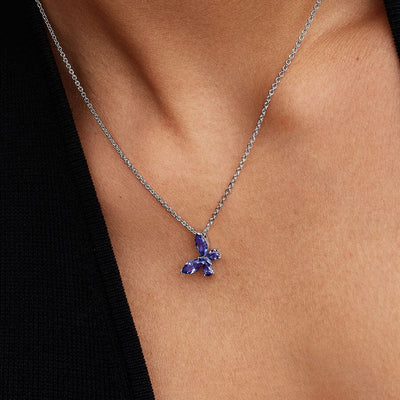 Blue Crystal Butterfly Pandora Necklace