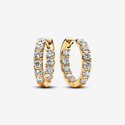 Gold Plated Sparkling Row Eternity Hoop Pandora Earrings