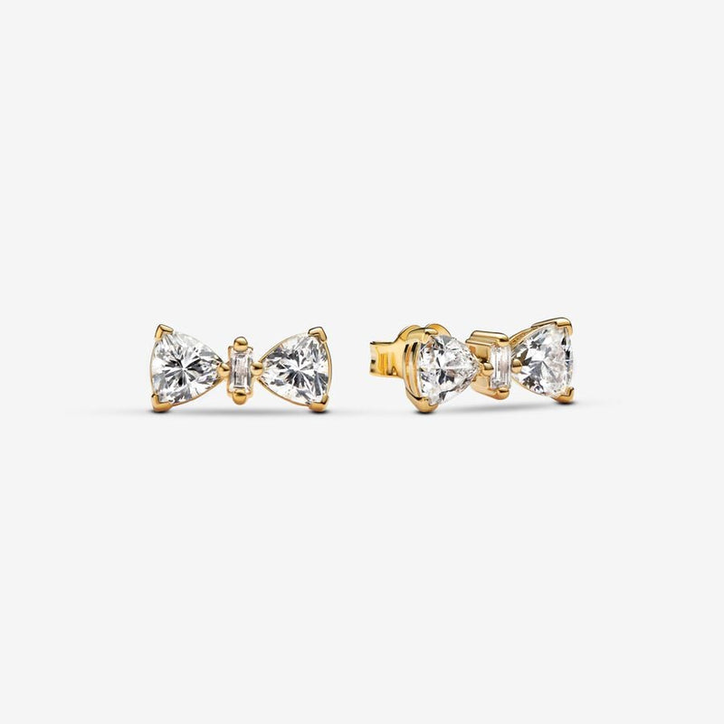 Sparkling Bow Stud Gold Plated Pandora Earrings