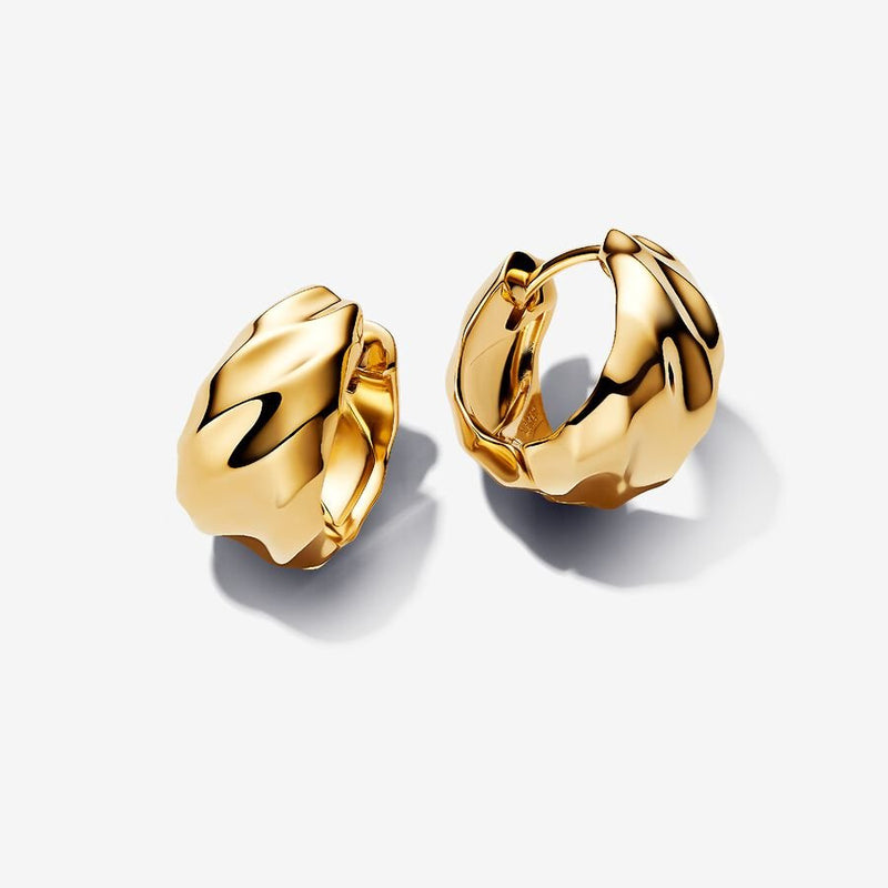 Gold Plated Ripple Hoop Pandora Earrings