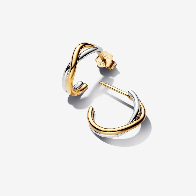 Organic Shaped Two-Tone Open Hoop Pandora Earrings
