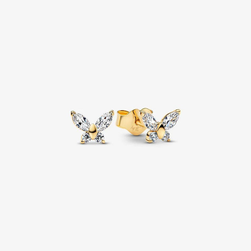 Gold Butterfly Pandora Stud Earrings