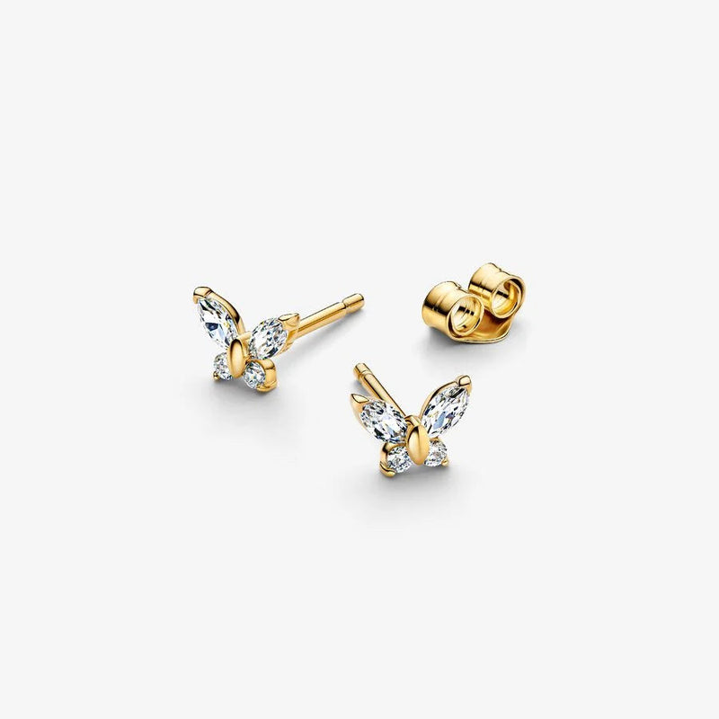 Gold Butterfly Pandora Stud Earrings