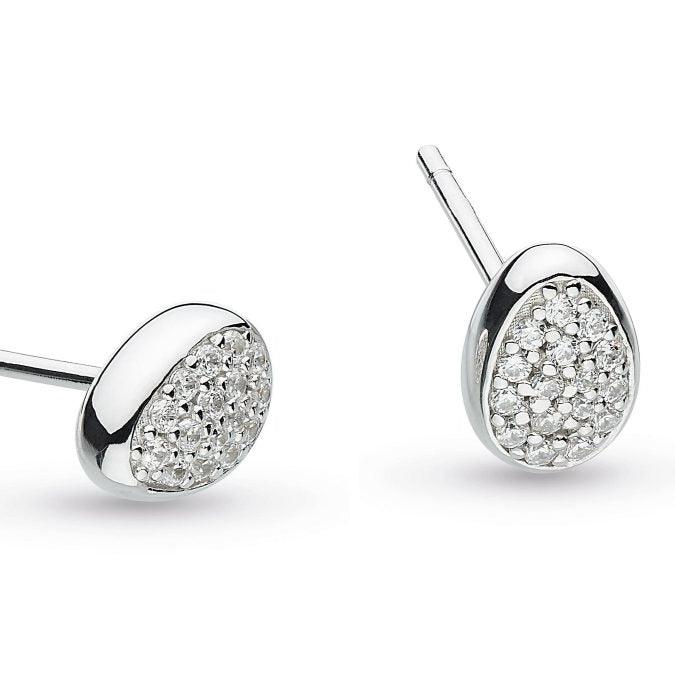 Sterling Silver Ear Pave Teardrop Earrings