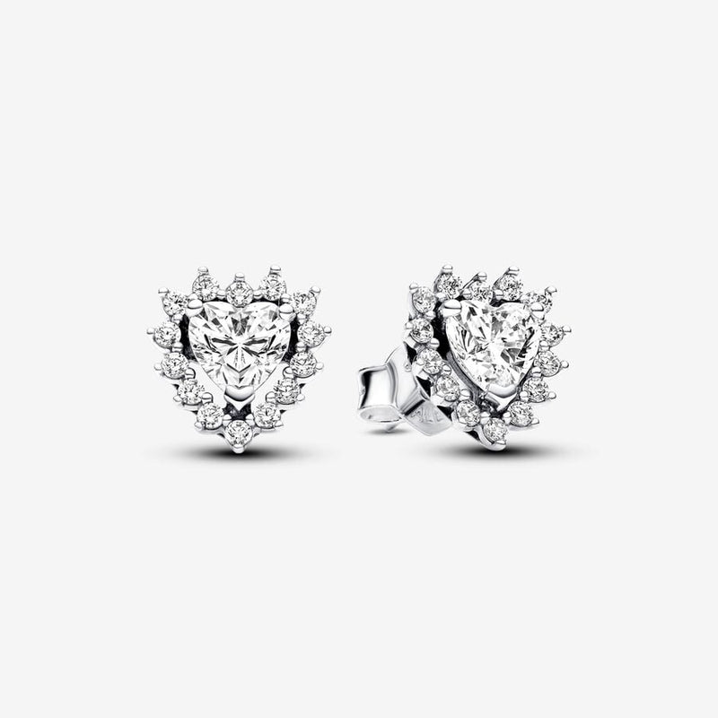 Sparkling Heart Halo Stud Pandora Earrings