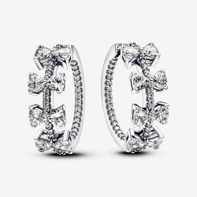 Sparkling Bow Row Hoop Pandora Earrings