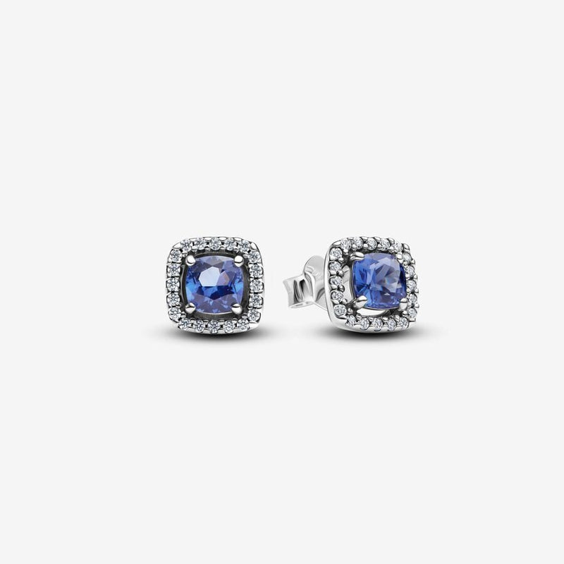 Sparkling Square Blue Halo Pandora Earrings