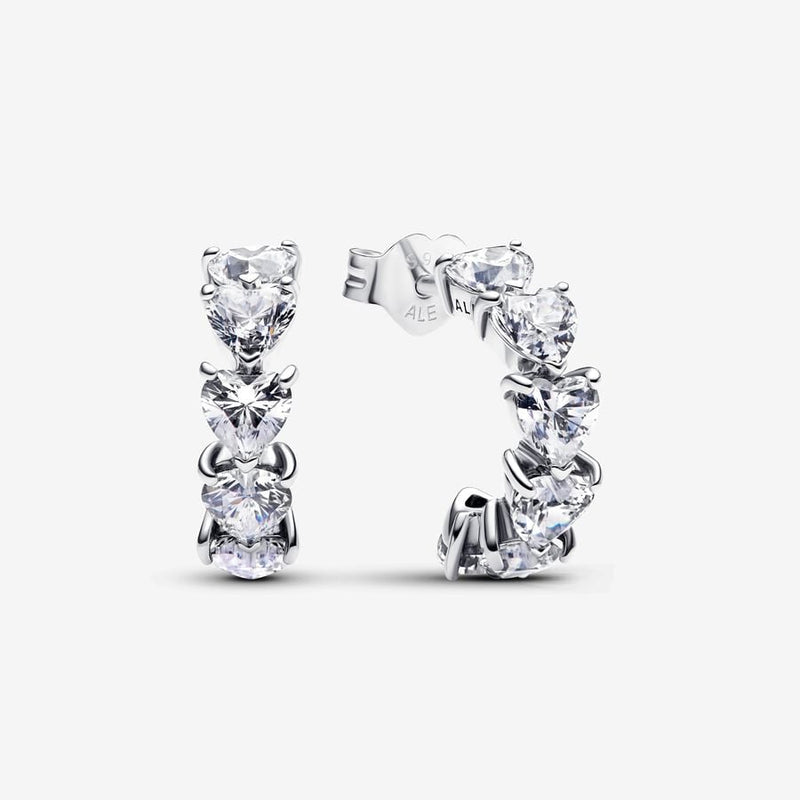 Sparkling Hearts Open Hoop Pandora Earrings