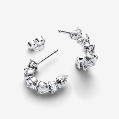 Sparkling Hearts Open Hoop Pandora Earrings