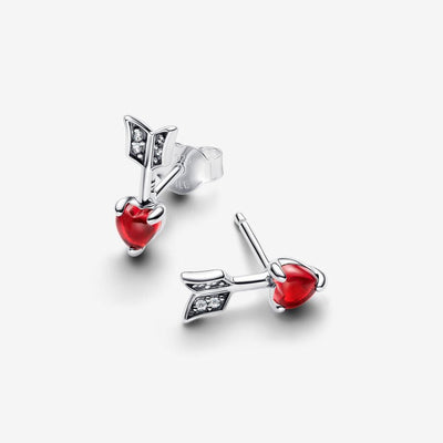 Arrow & Murano Glass Heart Pandora Earrings