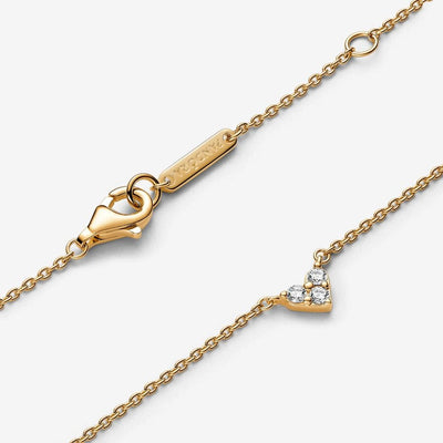 Gold Plated Triple Stone Heart Collier Pandora Necklace