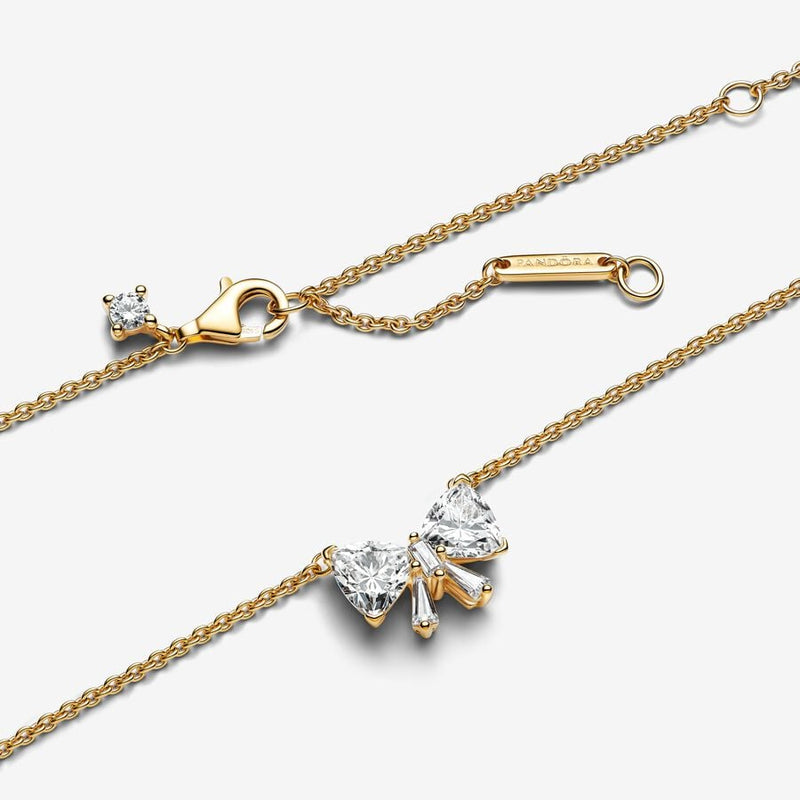 Sparkling Bow Gold Plated Pandora Necklace