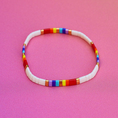 Rainbow Tile Bead Stretch Pura Vida Bracelet