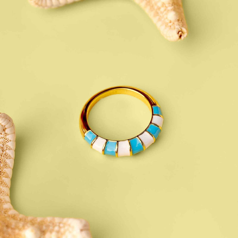 Striped Enamel Gold Pura Vida Ring