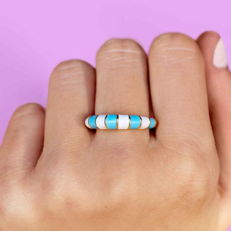 Striped Enamel Gold Pura Vida Ring