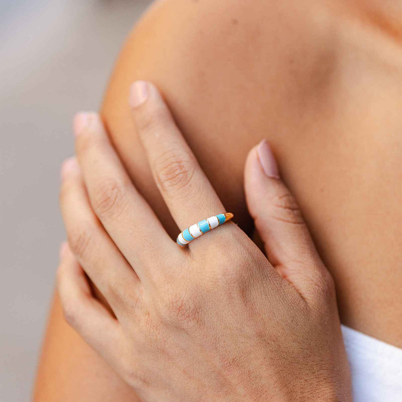 Striped Enamel Gold Pura Vida Ring