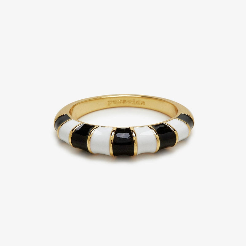 Striped Enamel Gold Pura Vida Ring