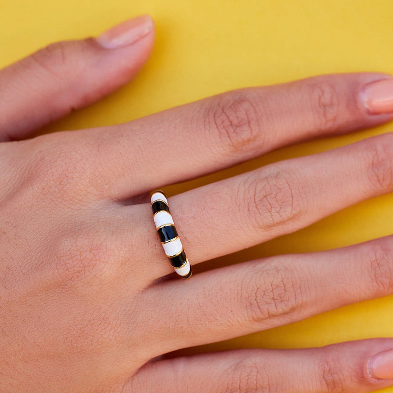 Striped Enamel Gold Pura Vida Ring