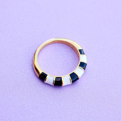 Striped Enamel Gold Pura Vida Ring