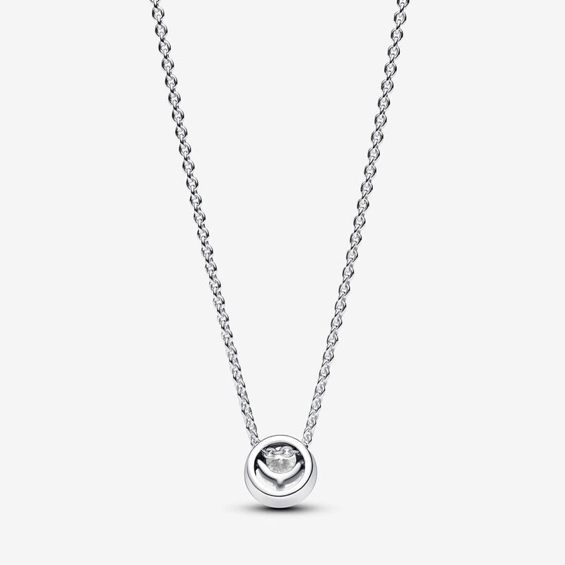 Sparkling Round Halo Pendant Collier Pandora Necklace