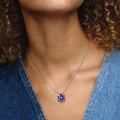 Sparkling Blue Herbarium Cluster Pendant Pandora Necklace