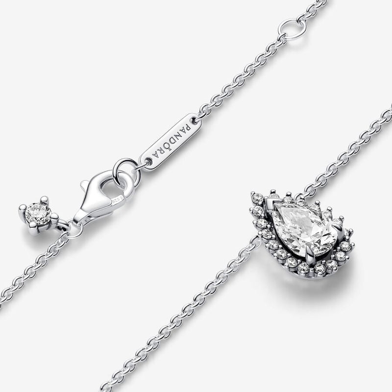 Sparkling Pear Halo Collier Pandora Necklace