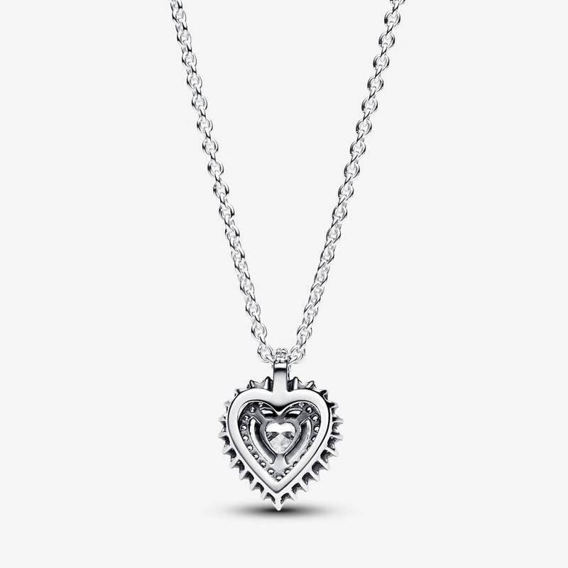Sparkling Heart Halo Pendant Pandora Necklace