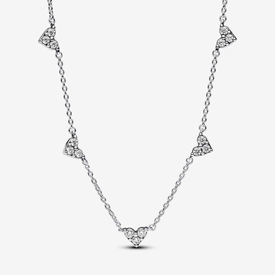 Triple Stone Heart Station Chain Pandora Necklace
