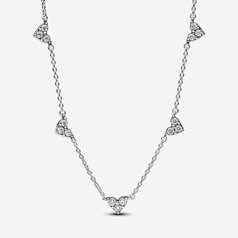 Triple Stone Heart Station Chain Pandora Necklace