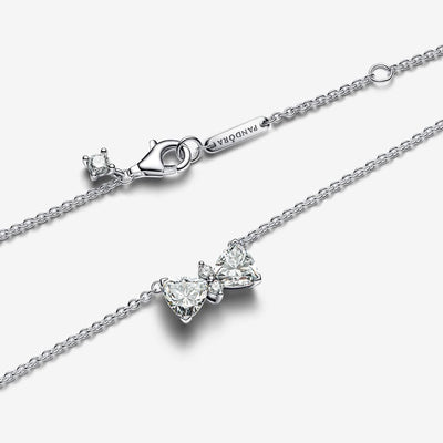 Sparkling Bow Sterling Silver Pandora Necklace