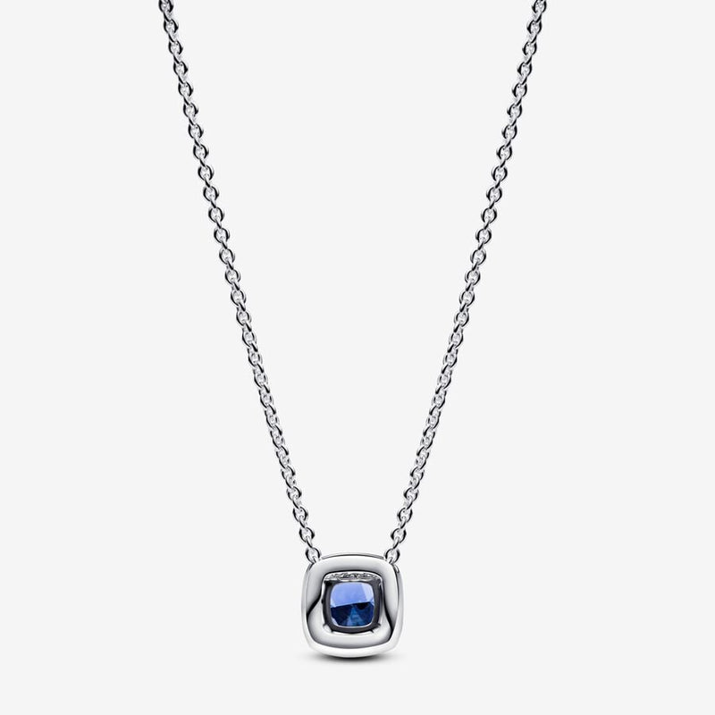 Sparkling Square Blue Halo Pendant Pandora Necklace