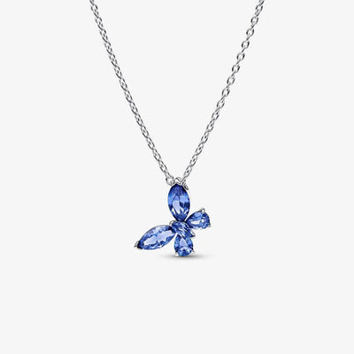 Blue Crystal Butterfly Pandora Necklace