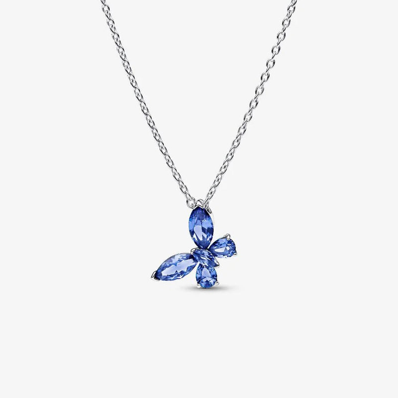 Blue Crystal Butterfly Pandora Necklace