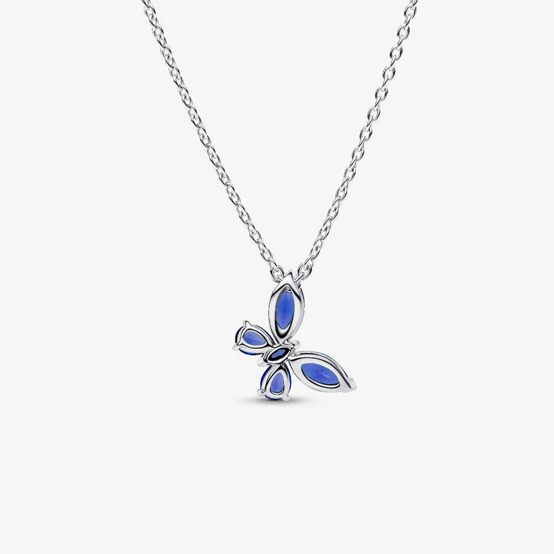 Blue Crystal Butterfly Pandora Necklace