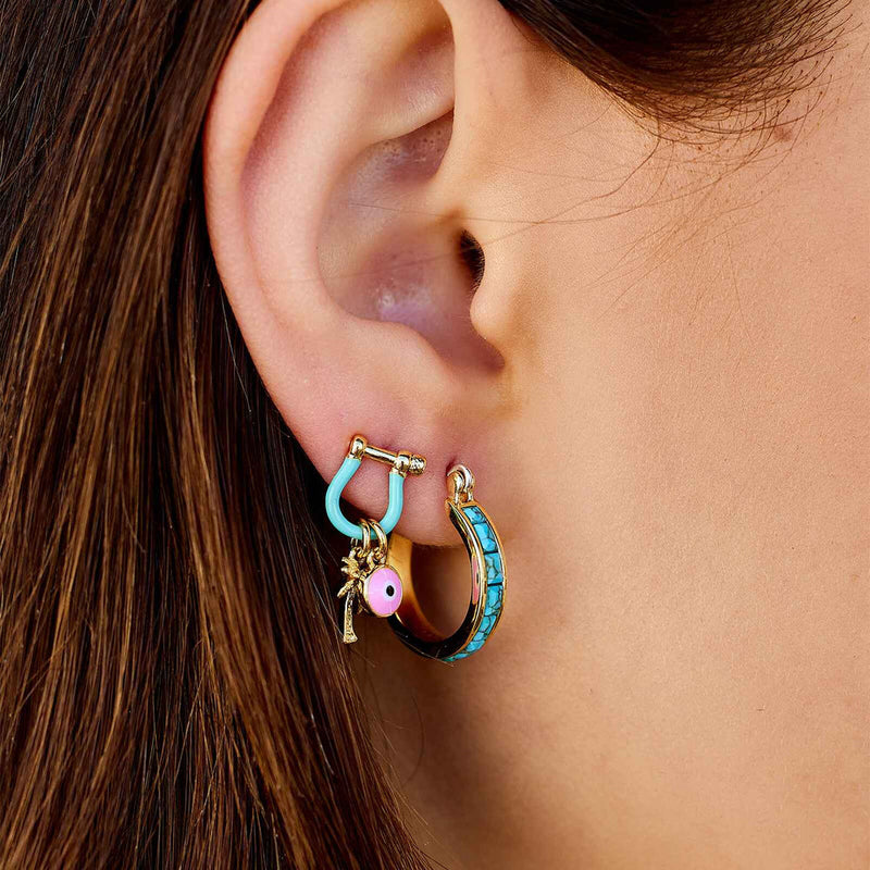 Turquoise Tile Hoop Pura Vida Earrings