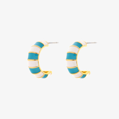 Striped Enamel Gold Hoop Pura Vida Earrings