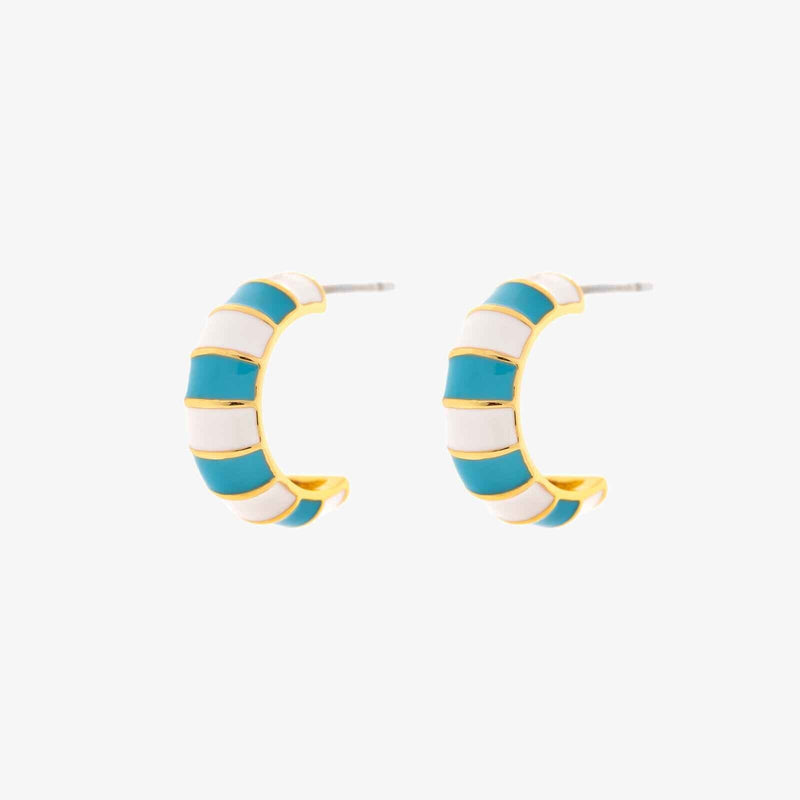 Striped Enamel Gold Hoop Pura Vida Earrings