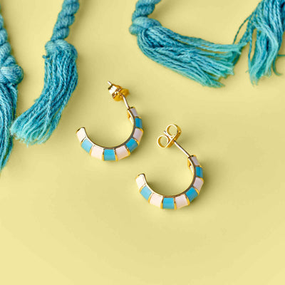 Striped Enamel Gold Hoop Pura Vida Earrings