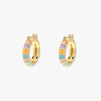 Striped Enamel Gold Hoop Pura Vida Earrings