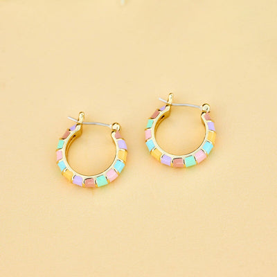 Striped Enamel Gold Hoop Pura Vida Earrings