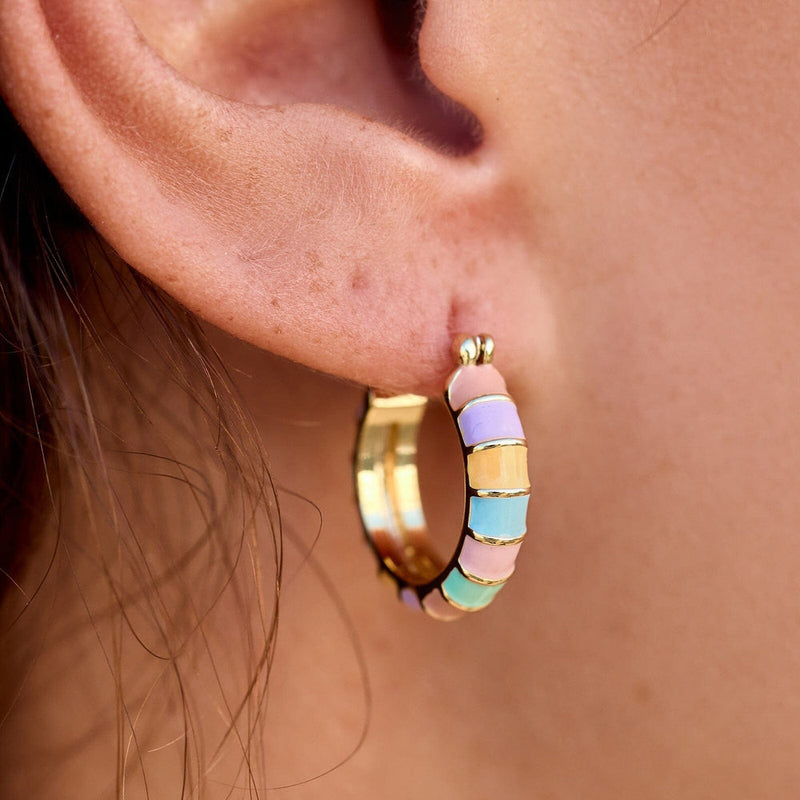 Striped Enamel Gold Hoop Pura Vida Earrings