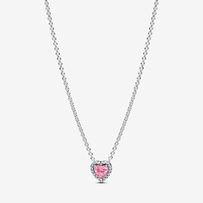 Pink Elevated Heart Pandora Necklace