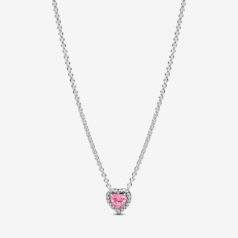 Pink Elevated Heart Pandora Necklace