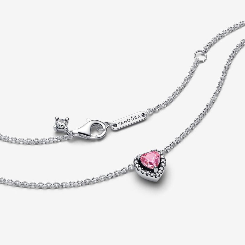 Pink Elevated Heart Pandora Necklace