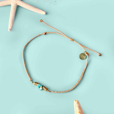 Turquoise Chip Bity Braid Pura Vida Anklet