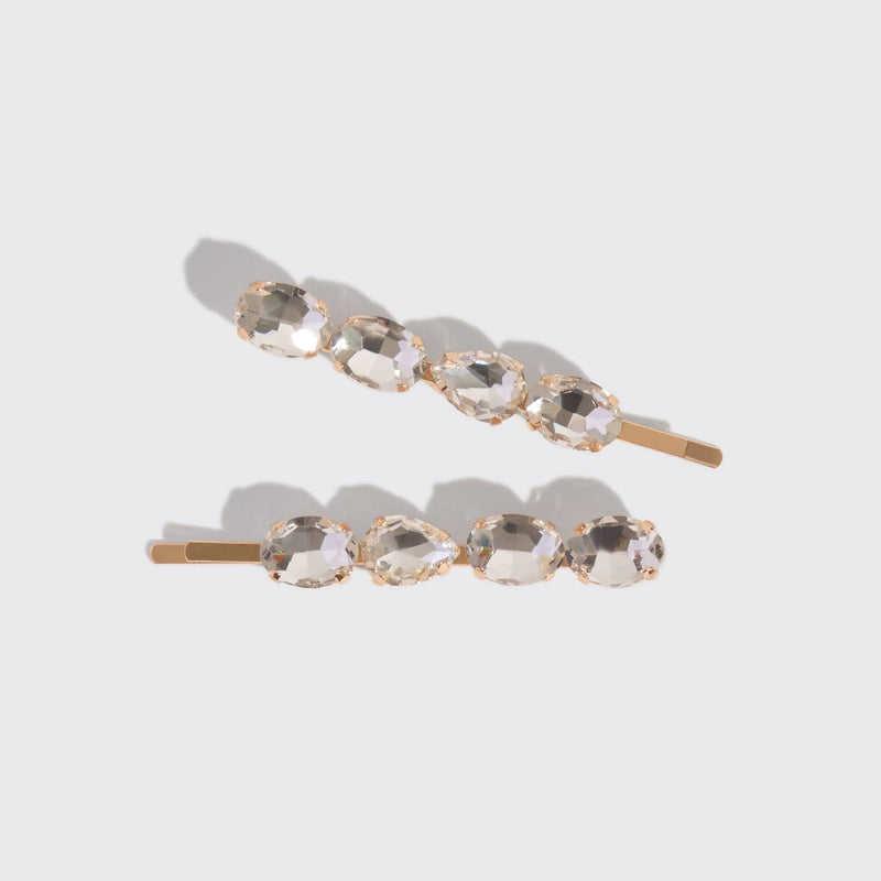 Metal Bobby Pins With Gemstones by Kitsch