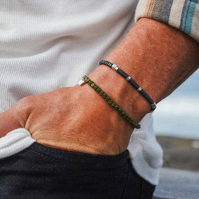 Men's Faceted Pyrite Bead Stretch Pura Vida Bracelet