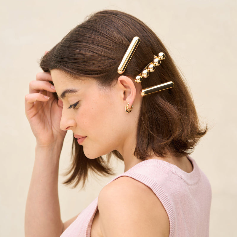 Gold Metal Barrettes by Kitsch